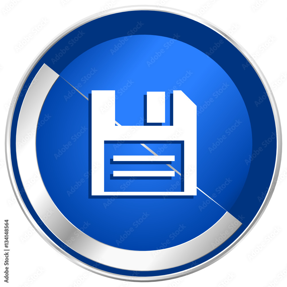 Poster Disk silver metallic web and mobile phone vector icon.