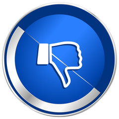 Dislike silver metallic web and mobile phone vector icon.