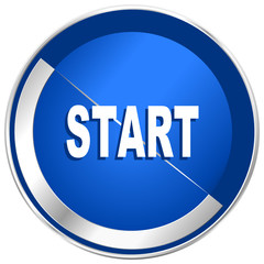 Start silver metallic web and mobile phone vector icon.