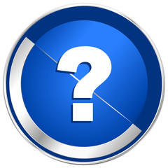 Question mark silver metallic web and mobile phone vector icon.