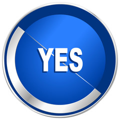 Yes silver metallic web and mobile phone vector icon.