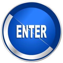 Enter silver metallic web and mobile phone vector icon.