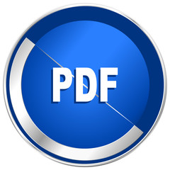 Pdf silver metallic web and mobile phone vector icon.