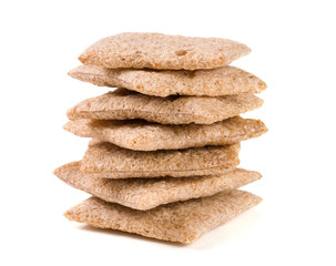 stack of crisp bread isolated on white background