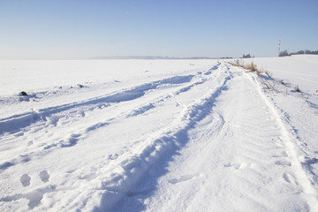 Fototapeta na wymiar Winter landscape and sunny weather