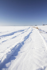 Fototapeta na wymiar Winter landscape and sunny weather