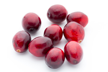 Cranberries top view. Red, ripe cranberries macro view.