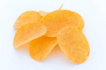 Fototapeta na wymiar Potato chips on the papric. Eco food.
