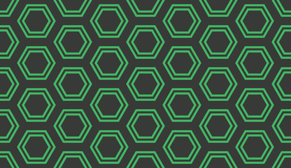 Seamless black and green distant hexagons pattern vector