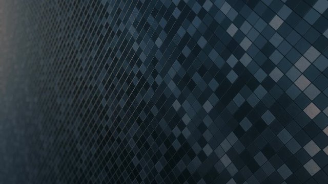 Mosaic metallic square pattern texture background seamless loop. 3D animation