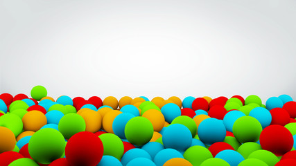 3D illustration of Mixed-color balls background. Colorful plastic balls background