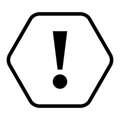 Black hexagon exclamation mark icon warning sign attention butto