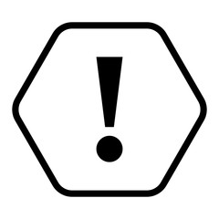 Black hexagon exclamation mark icon warning sign attention butto