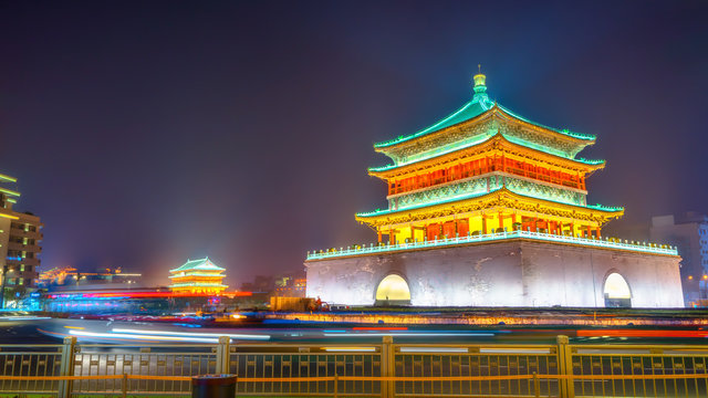 Fototapeta Night light of Xian Bell Tower