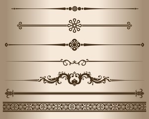 Decorative elements. Design elements - decorative line dividers and ornaments. Vector illustration.
