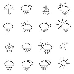 set with different weather icons in different color
