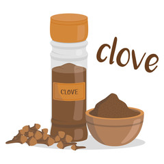 Vector clove illustration isolated in cartoon style. Herbs and Species Series