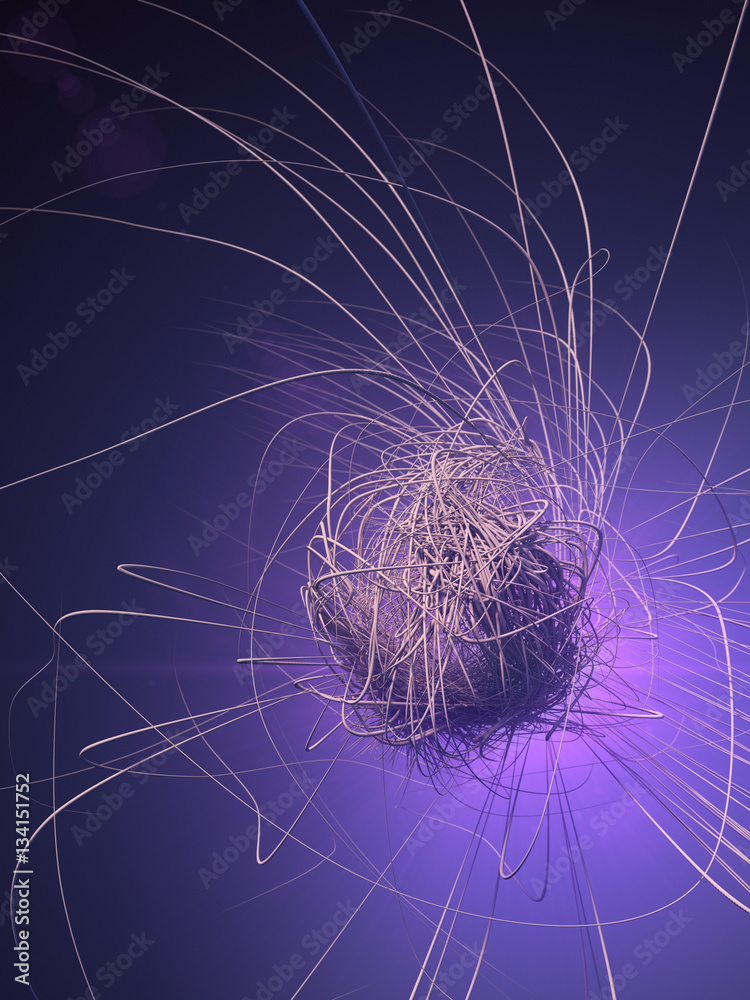 Poster Unwinding abstract lines 3d rendering