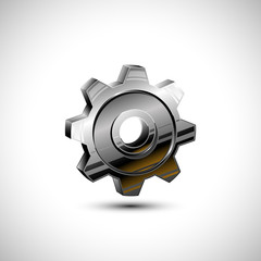 Gear Vector Illustration. 3D look. Shiny Gear wheel.