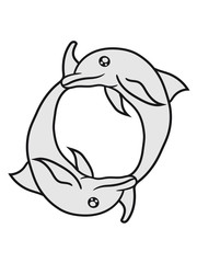 2 friends circle swimming ring turning small delfin cute cute comic cartoon grin smile funny