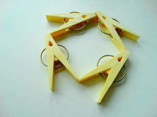 A set of clothespins