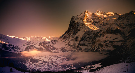View of the ski resort Jungfrau Wengen in Switzerland - obrazy, fototapety, plakaty
