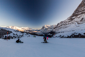 Fototapeta na wymiar View of the ski resort Jungfrau Wengen in Switzerland