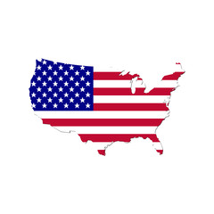 United states of America map with flag. Vector illustration.