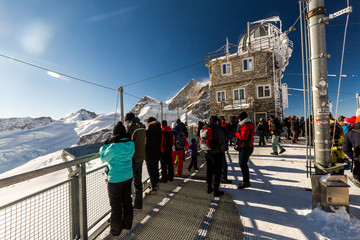 View of the ski resort Jungfrau Wengen in Switzerland - obrazy, fototapety, plakaty