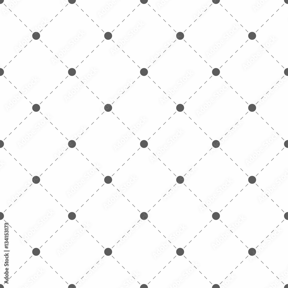 Leinwandbilder Polka dotted texture with rhombus. Geometric seamless pattern. Dots with dashed lines. Vector