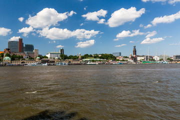 Naklejka premium View of the St. Pauli Piers one of Hamburgs major tourist attrac