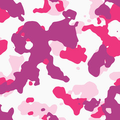 Seamless pink and purple military fashion big camo pattern vector