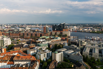 Overlook to the old town part of Hamburg, Germany