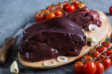 Raw chicken and beef liver