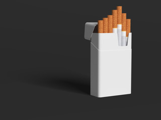 Pack of cigarettes 3d illustration