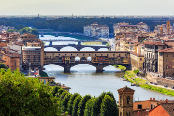 Fototapeta na wymiar Viev of the Ponte Vecchio in Florence on July 16, 2017. Florence