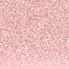 Pink golden glitter made of hearts. Top gradient on pale_pink valentine background. Vector illustration.
