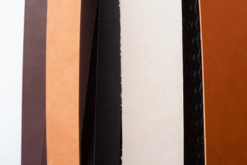 Artificial leather variety shades of colors vertical.