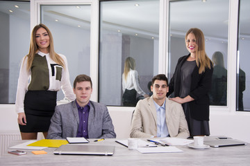 Entrepreneurs and business people conference in modern meeting room.