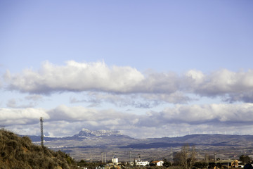 Cityscape with mountains