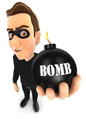 3d thief holding a bomb