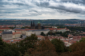 Fototapeta premium An aerial view of Prague Castle and St. Vitus