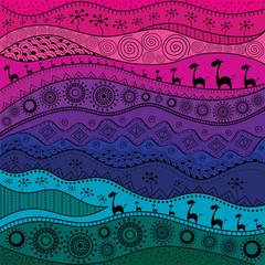 African hand-drawn ethno pattern, tribal background. It can be used for wallpaper, web page and others.  Vector illustration.
