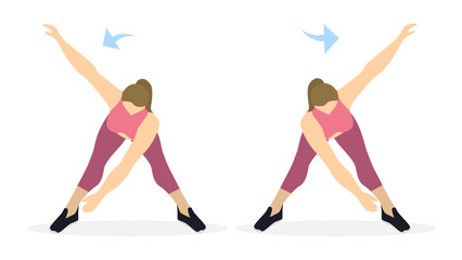 Arms exercise for women on white background. Workout for arms and hands. Exercise for fat women.