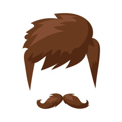 Hairstyle beard and hair face cut mask flat cartoon vector.