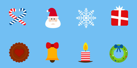 Christmas holiday icons vector set.