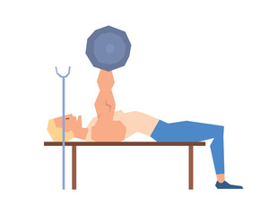 Sportsman barbell vector illustration.