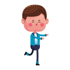 kawaii happy man icon over white background. colorful design. vector illustration