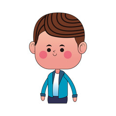 kawaii boy icon over white background. colorful design. vector illustration