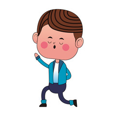 kawaii boy icon over white background. colorful design. vector illustration